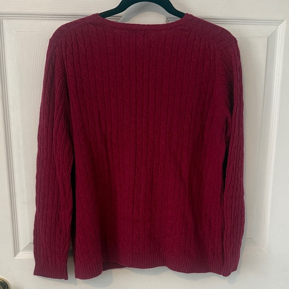 L.L. Bean Raspberry Cable-Knit Wool Cardigan - Picture 5 of 5